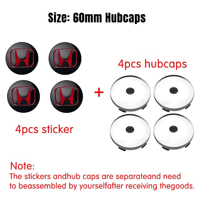 56/60mm Car Wheel Center Hub Cap Badge Logo Emblem Decal Wheel Sticker For Honda Civic City Accord Odyssey CRV Hrv Jazz CBR VTX