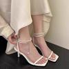 Fashion Elegant Ankle Staps String Bead High Heels Sandals Ladies Thin Heels Open Toe All-Match Shoes Woman New Luxury Stiletto Mujer