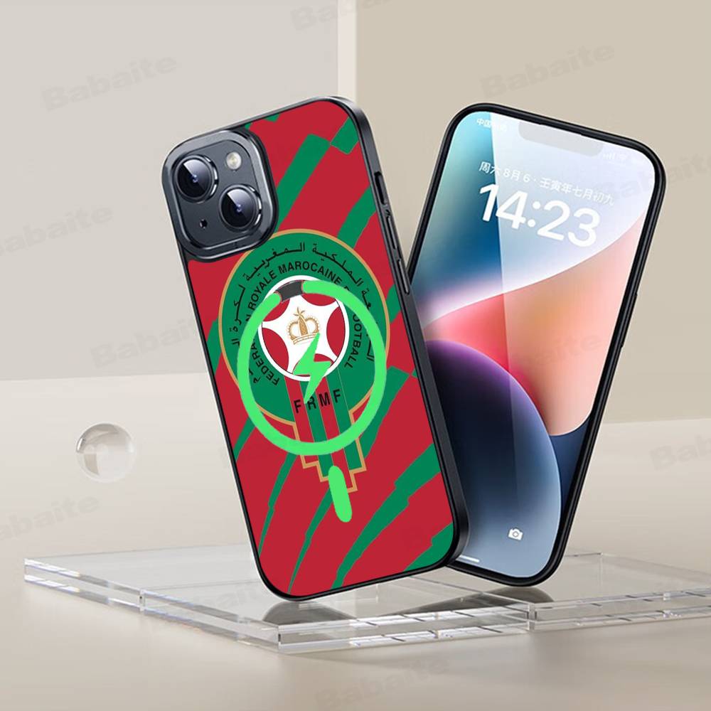 Morocco Map Flag Magnetic Case For IPhone 17 16 14 13 12 11 15 Pro Max Plus Wireless Charge Phone Cover