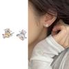 S925 Silver Plated Earrings Light Luxury Temperament Moonstone Earrings Fairy Style Fashion Earrings Gradual Zircon Star Moon Ear Bone Stud