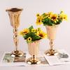 European Style Wedding Flower Vase Golden Dried Flower Pot Simulated Flower Holders for Home