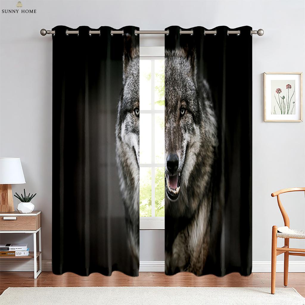 Шторы на окна с рисунком волка, индивидуальные шторы для гостиной, балкона, кухни, спальни, кабинета, декоративные шторы, 2 шт.