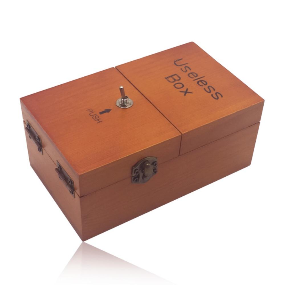 Desk Decoration Electronic Useless Box Wood Color Wooden Useless Box Adults and Children