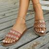 Fashion Women's Shoes 2024 Hot Sale Open Toe Women's Slippers Summer Rome Metal Decoration Outdoor Casual Beach Flat Large Size Slippers