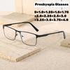 Business Square Metal Large Frame Reading Glasses for Men Elderly Presbyopia Eyeglasses Anti Blue Light Eye Protection Eyewear