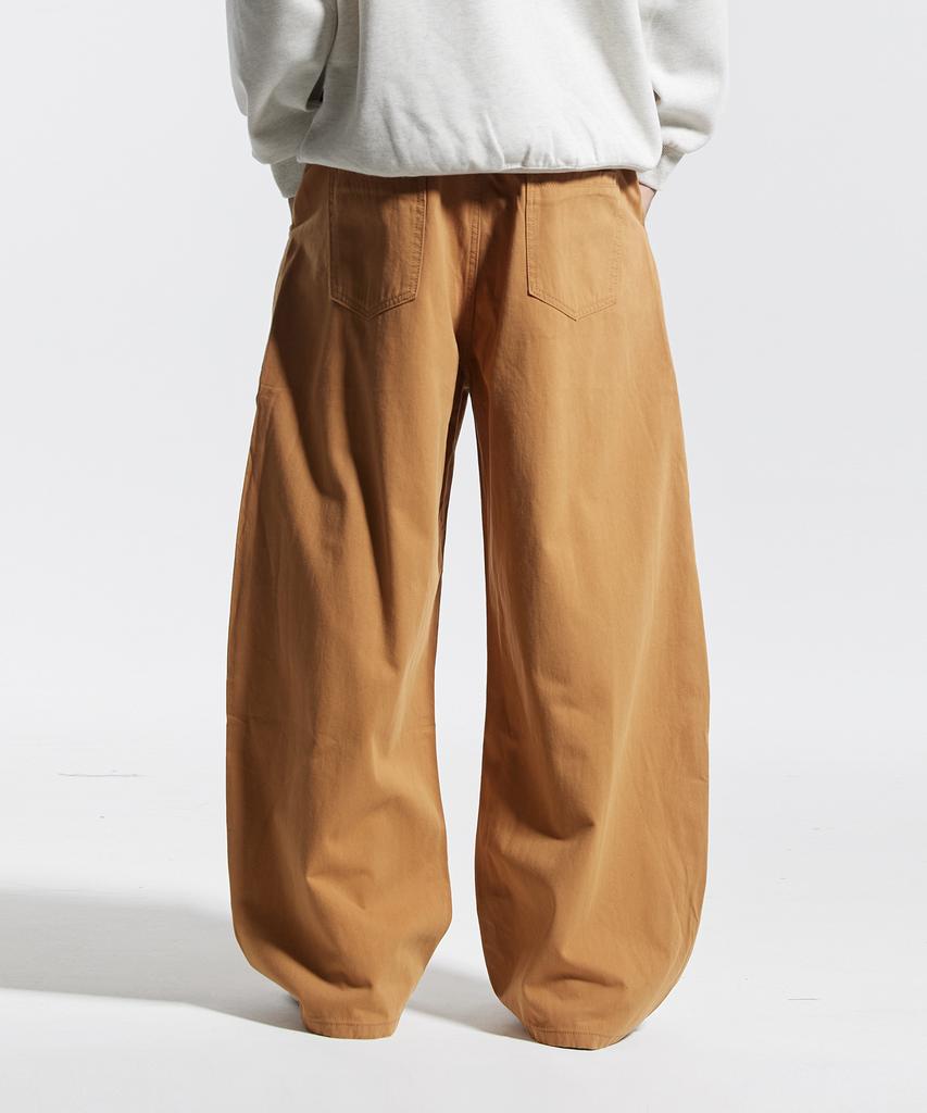 CREAM SODA LAB Handkerchief Wide Balloon Curved Pants Camel