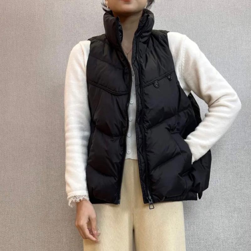 Женский легкий свободный термокуртка без рукавов на белом утином пуху, жилет, универсальный шикарный жилет с карманом и воротником-стойкой
