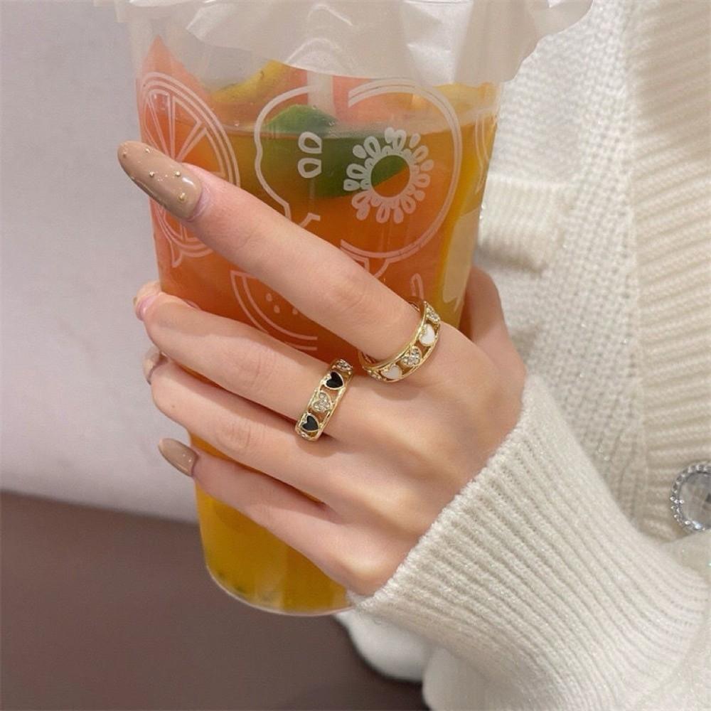 Adjustable Heart Ring Exquisite Rhinestone Ring Trendy Finger Ring  Hipster