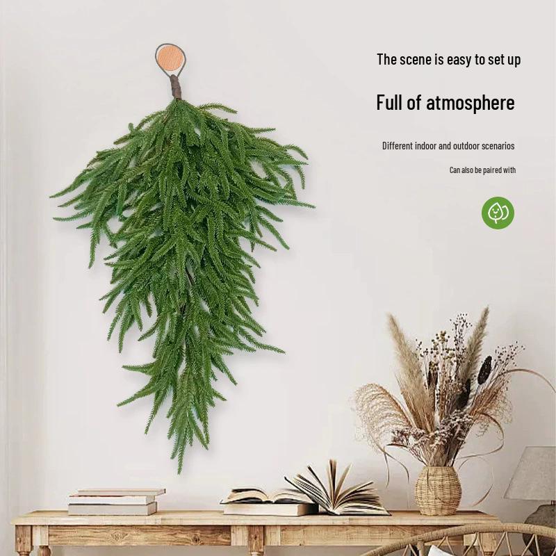 Upside Down Norfolk Pine Needle Wall Hanging Christmas Tree Decoration, European Style