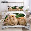 Rabbit Comforter Duvet Cover Set Lovely Little Rabbit Decor Bedding Set for Kid Girl Polyester Animal Theme King Comforter Cover