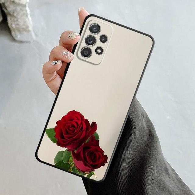 Чехол с зелеными побегами розы и тюльпанов для Samsung Galaxy A14 A73 A53 A71 A51 A31 A33 A22 A12 A21s A13 A32 A52s A72 A52 A23