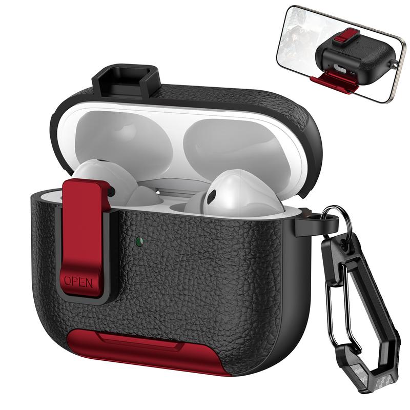 Чехол для AirPods 4 с кожаной текстурой, матовый чехол для наушников с подставкой для телефона, чехол для Bluetooth-гарнитуры для AirPods Pro 3 2 1, противоударный зарядный кейс для наушников