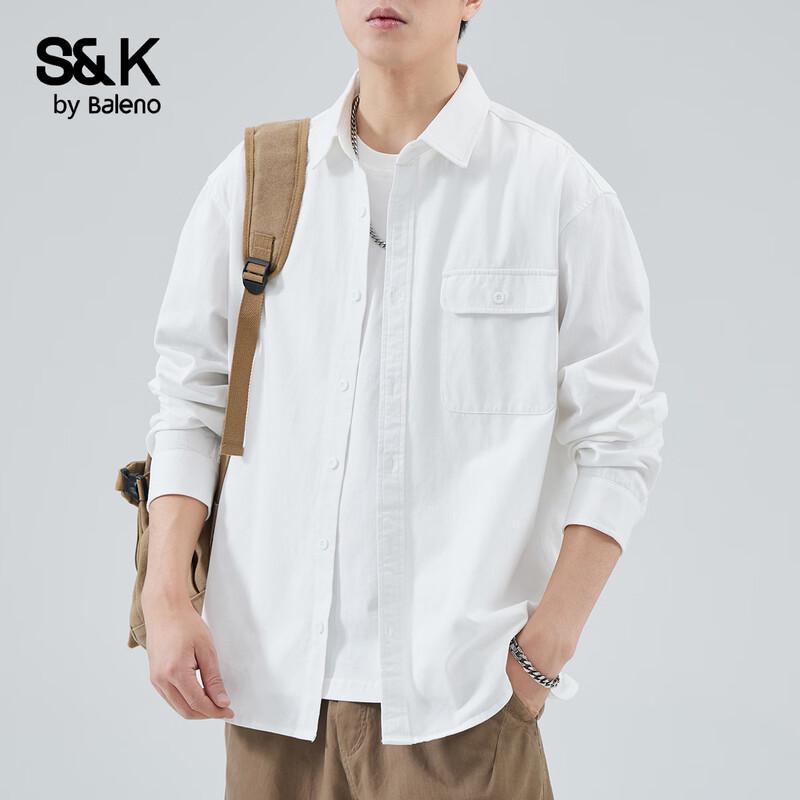 Baleno S&K Men's American Loose Fit Cotton Long-Sleeve Work Shirt