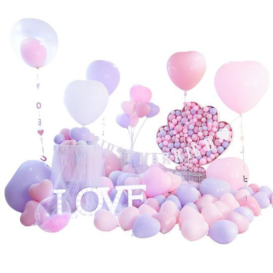 50Pcs Latex Balloons Inflatable Explosion-proof Versatile Decorative Reusable Scene Layout Candy Color Round Heart Balloons Happy Birthday Party
