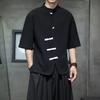 Мужская льняная рубашка летняя легкая тонкая с коротким рукавом уличная свободная оверсайз повседневная в китайском стиле рубашка костюм Тан Ханьфу