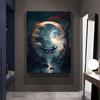Древний пейзаж Лунная ночь Сюрреализм Искусство Холст Картина Настенный поп-плакат и принты Фэнтезийные ворота Современная гостиная Спальня Домашние фотографии Декор