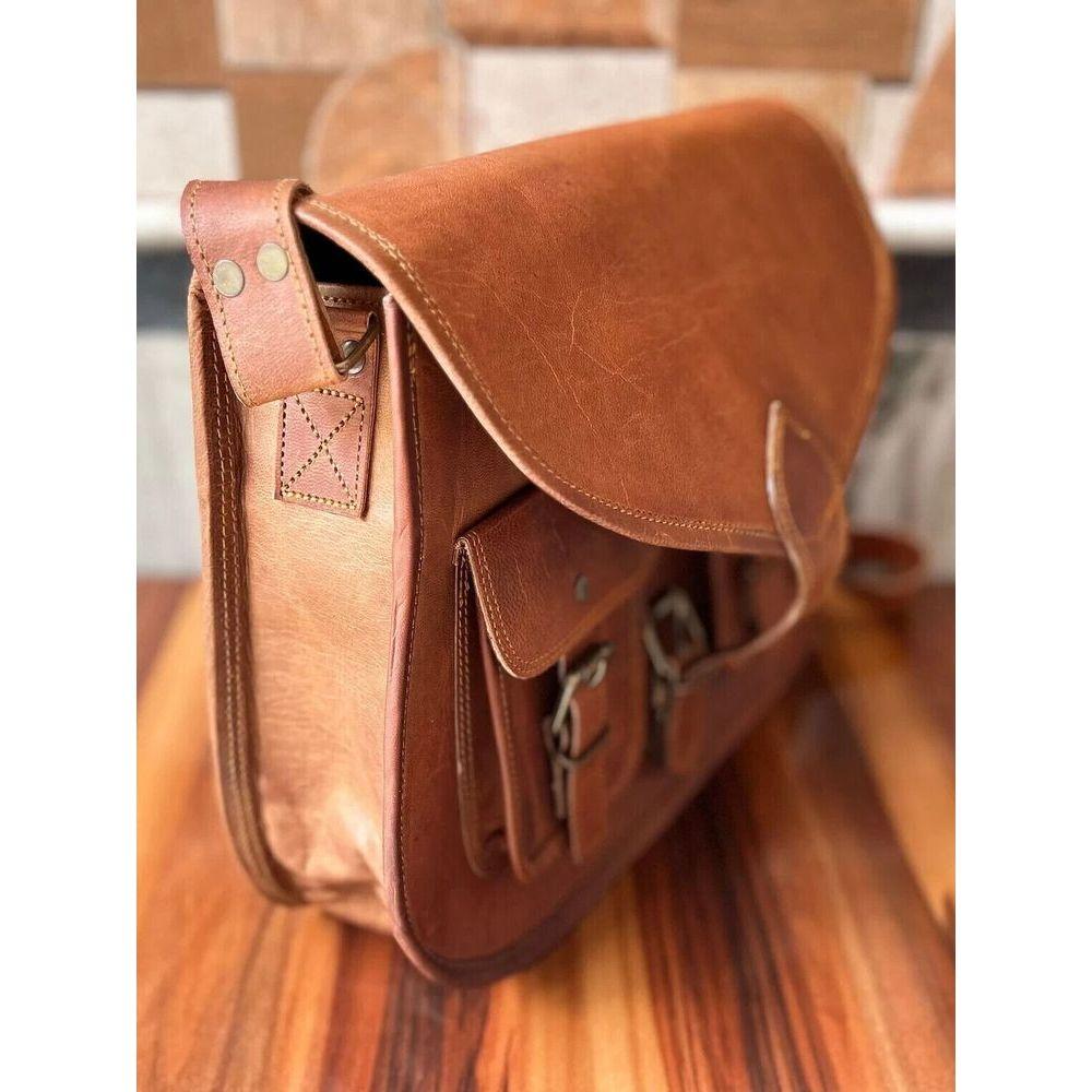 Классическая коричневая винтажная сумка через плечо ручной работы из натуральной кожи