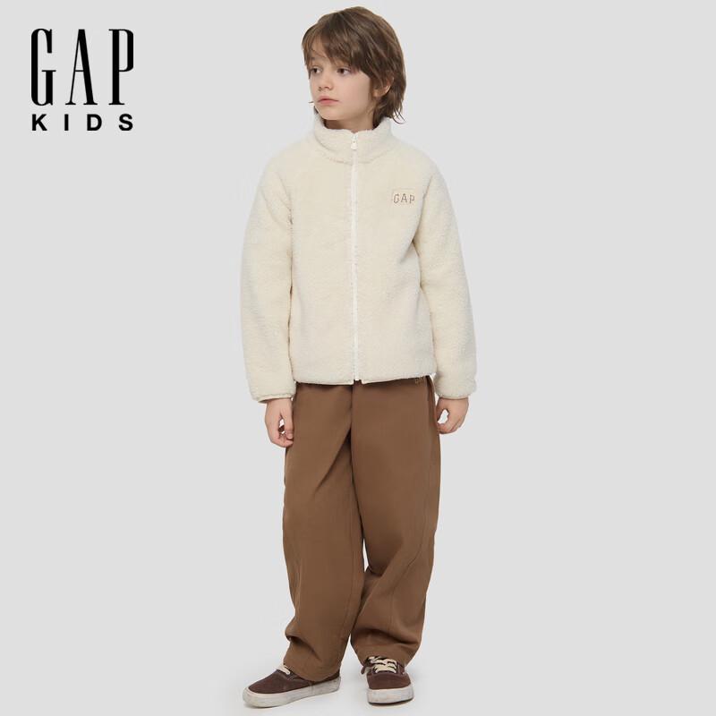 Gap Kids' Unisex Plush Logo Embroidered Stand Collar Sweatshirt
