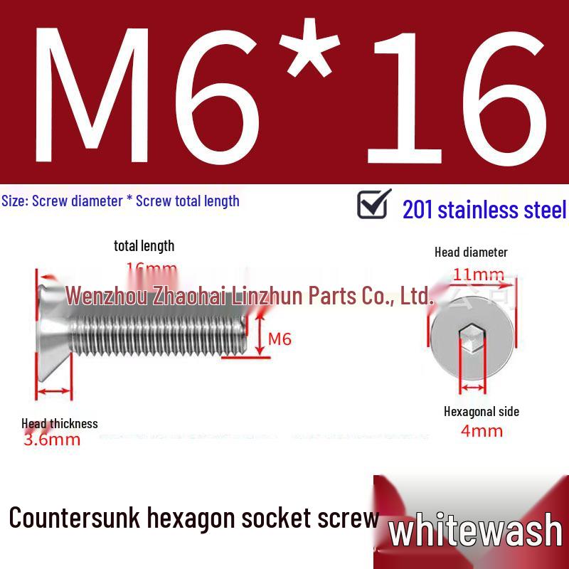 201 Stainless Steel Hex Socket Countersunk Flat Head Screws