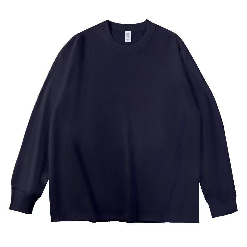 Унисекс Футболка с длинным рукавом в рубчик из чистого хлопка | Повседневный свободный базовый слой