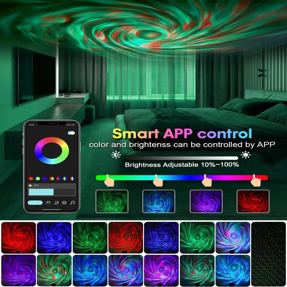 Проектор звездного неба, светодиодная лампа-туманность, игровая комната, декор спальни, ночник с дистанционным музыкальным плеером