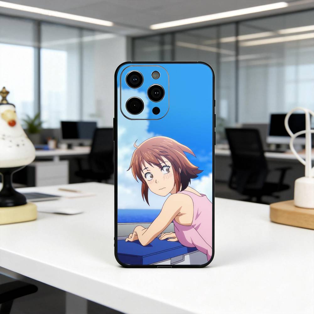 GrandBlue K-Kotegawa C-Chisa-KC Чехол для телефона для iPhone 17, 16, 15, 14, 13, 12, 11 Plus, Pro Max, Другие Мягкий черный чехол