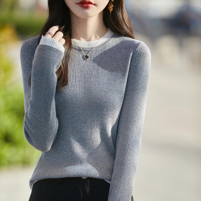 Women's Wool Sweater Qinghe Cashmere 50% Silk 50% Wool Autumn and Winter Wool Pullover Soft and Warm