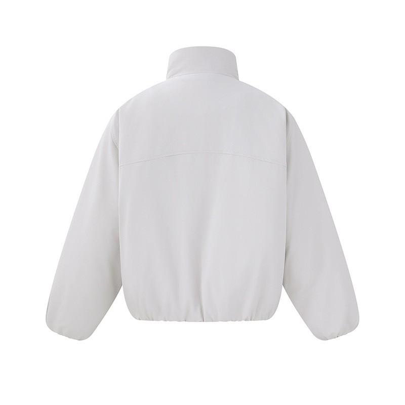Mens Stand Collar Loose Thick Warm Solid Color Winter Cotton Padded Workwear Jacket