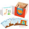 Puzzles Toys for Toddler 5PCS Wooden Box To Build and Stack Montessori Colours Numbers Recognition Toy With 24 Cards Logic Toy