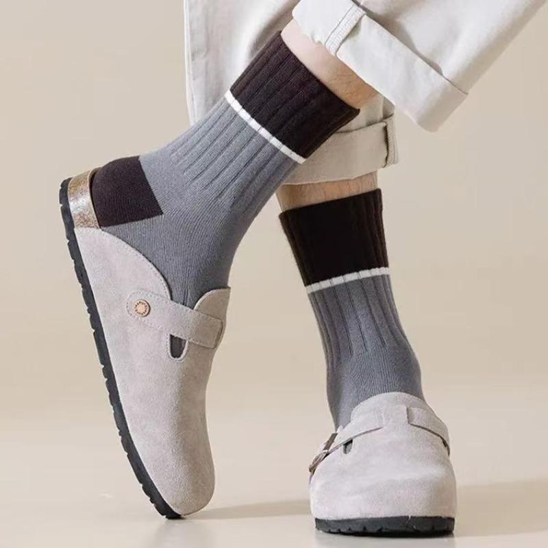 5 пар мужских носков, теплые спортивные носки, мужские носки средней длины, осенне-зимние влагоотводящие носки, дышащие носки средней длины для бизнеса