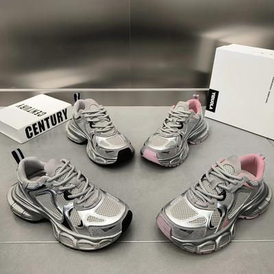 Серебряные туфли Heavy Industry Old Shoes для женщин, спортивная обувь на толстой подошве, женская легкая повседневная обувь, женские туфли Net Celebrity Fried Street, одинарные туфли для женщин