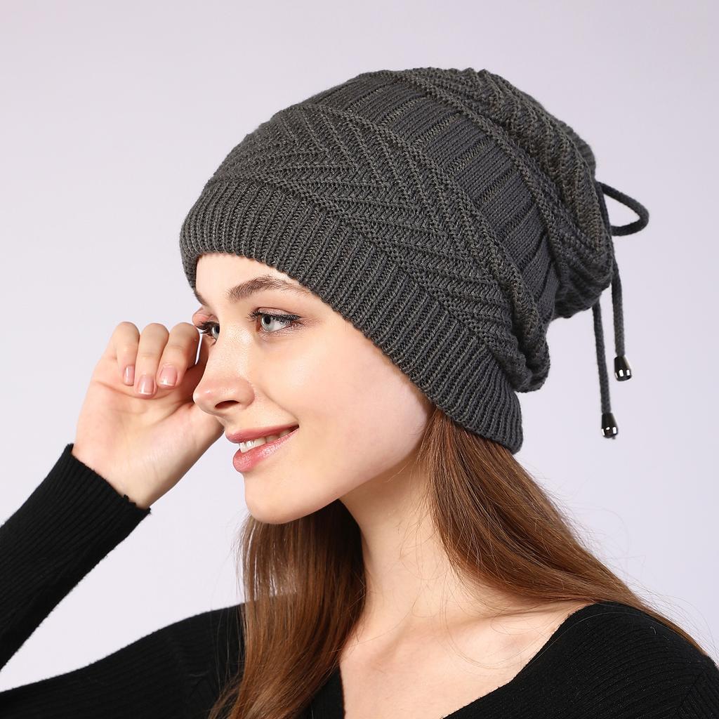 Hat Neck 2-Use Hoodie Autumn/Winter New Women's Velvet Warm and Cold Proof Knitted Ear Protection Hat