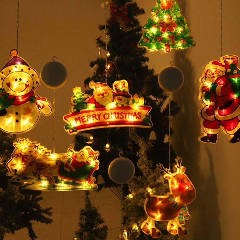 Snowman Shaped Window Hanging Light PVC Xmas Color Lamp New LED Sucker Light