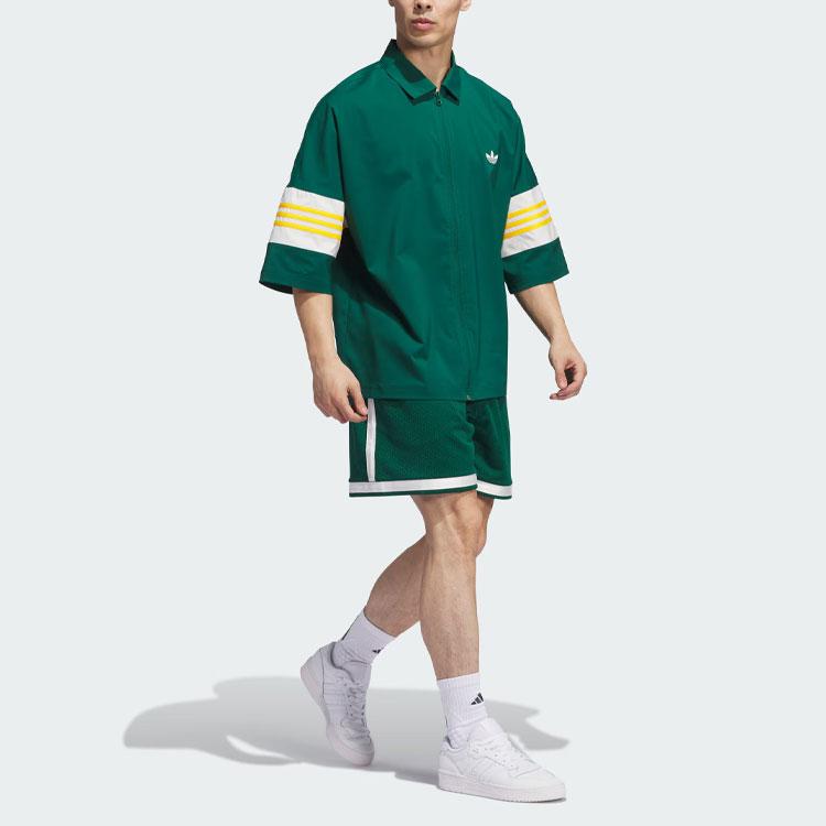 Adidas Рубашка-поло с цветными блоками и вышивкой Originals, топы унисекс с маленьким логотипом, лесно-зеленый IY7373