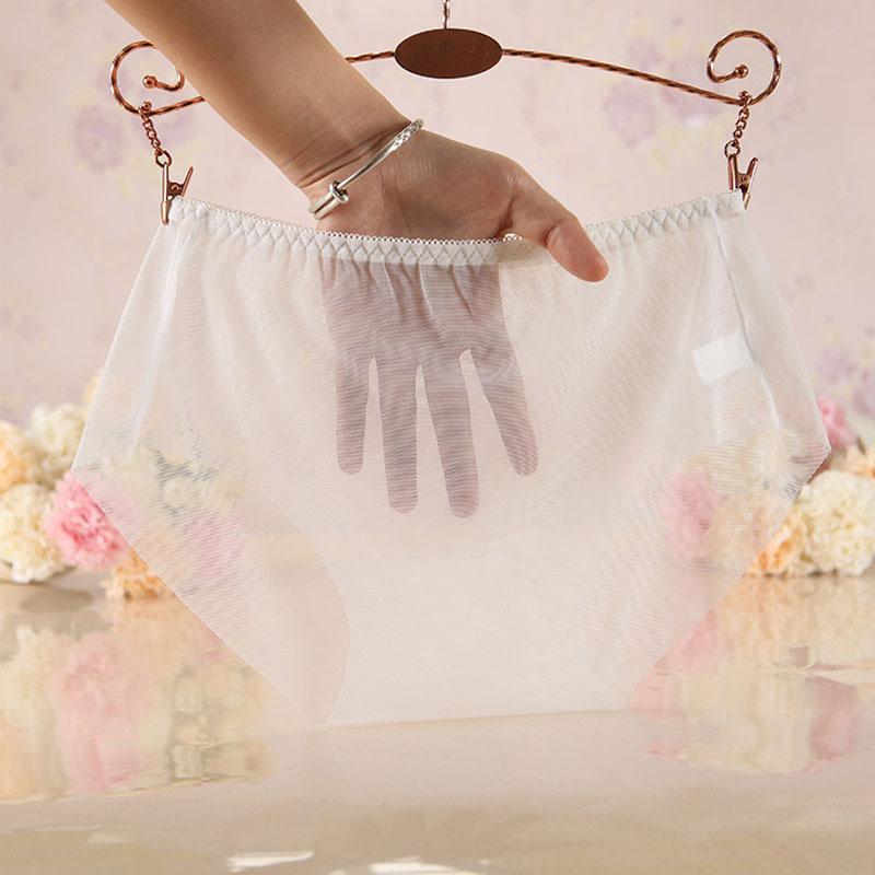 Женские трусики, прозрачные трусики из ледяного шелка, сетчатые трусы без следов, прозрачное сексуальное нижнее белье