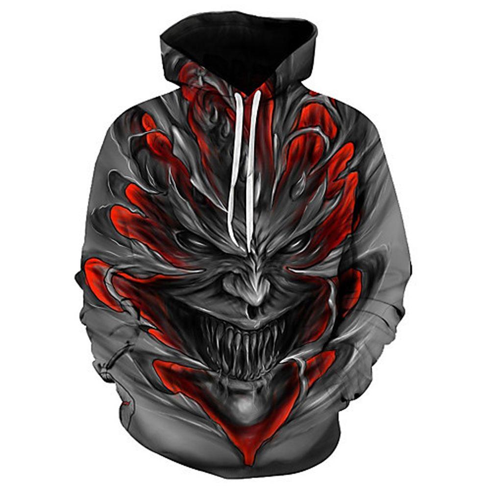 2023 Halloween 3D Digital Print Skull Pattern Hoodie Hoodie