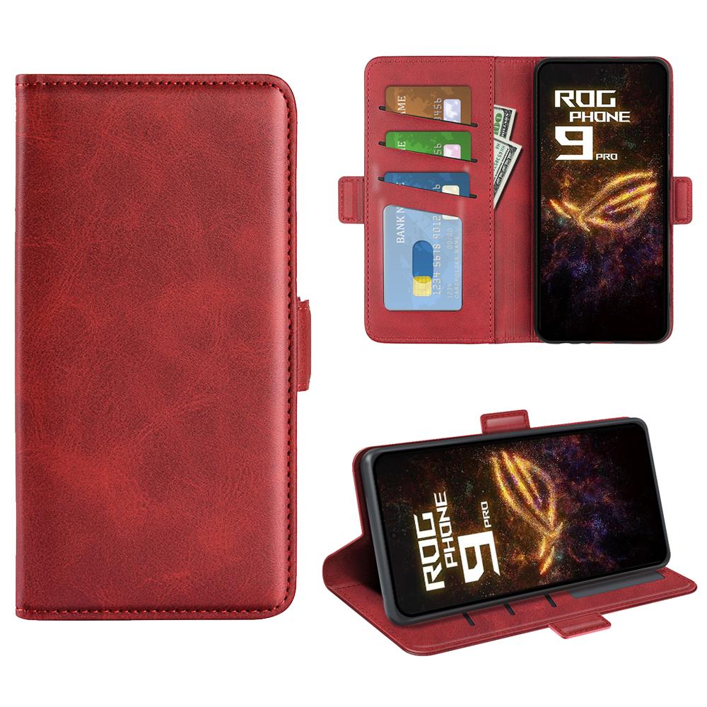 Чехол-кошелек из телячьей кожи с текстурой для Asus ROG Phone 9 Pro 5G