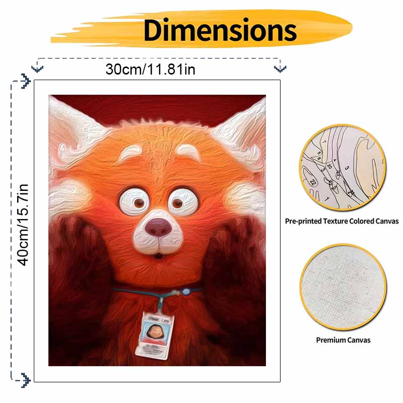 Disney Oil Painting DIY Digital Painting Cute Red Panda Animal Wall Art for the Living Room or Entryway.