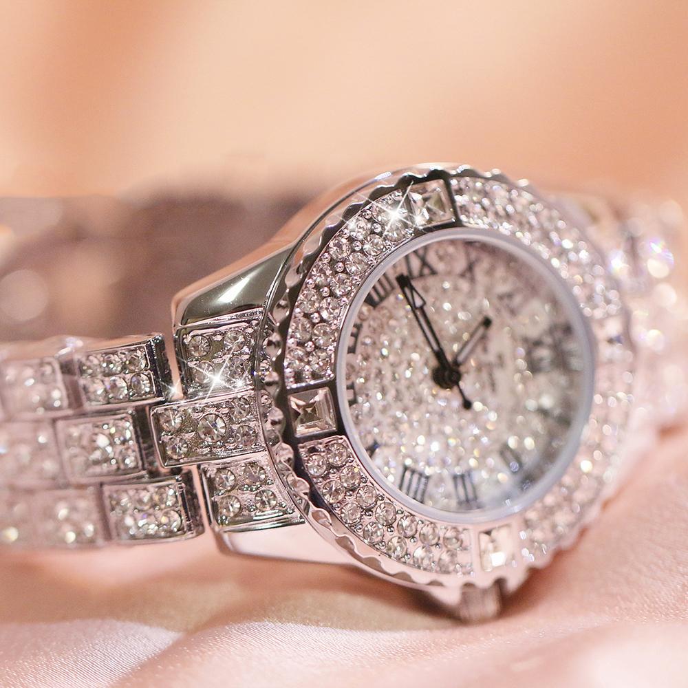 Fashion Ladies Watches Top Brand Luxury Gold Full Diamond Watch For Women Gift Quartz Wristwatches Rhinestone Silver Clock