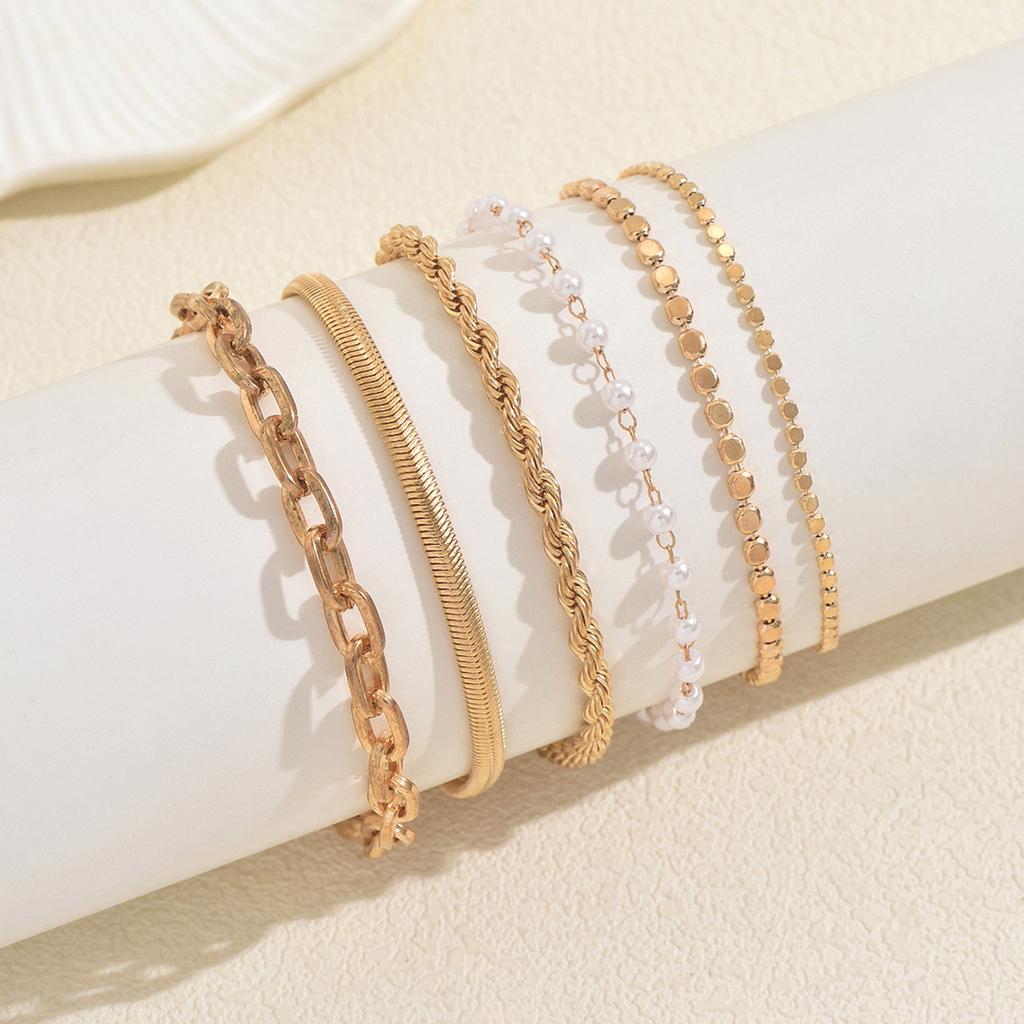 European and American Style Women's Bracelet Set Geometric Woven Design Bracelet Versatile Jewelry