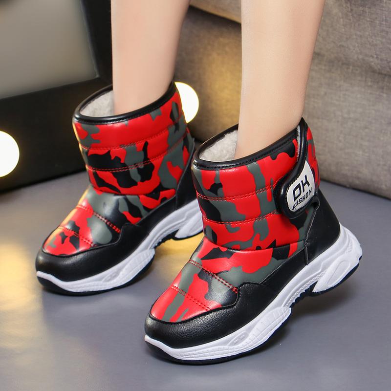 Зимние высокие ботинки для девочек, детская хлопковая обувь, спортивная обувь, водонепроницаемая, плюс бархат, теплая, сверхлегкая, для мальчиков, зимняя спортивная обувь