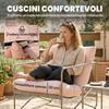 Garden Set for 4 People: Sofa, Armchairs, Table, Metal, Pink