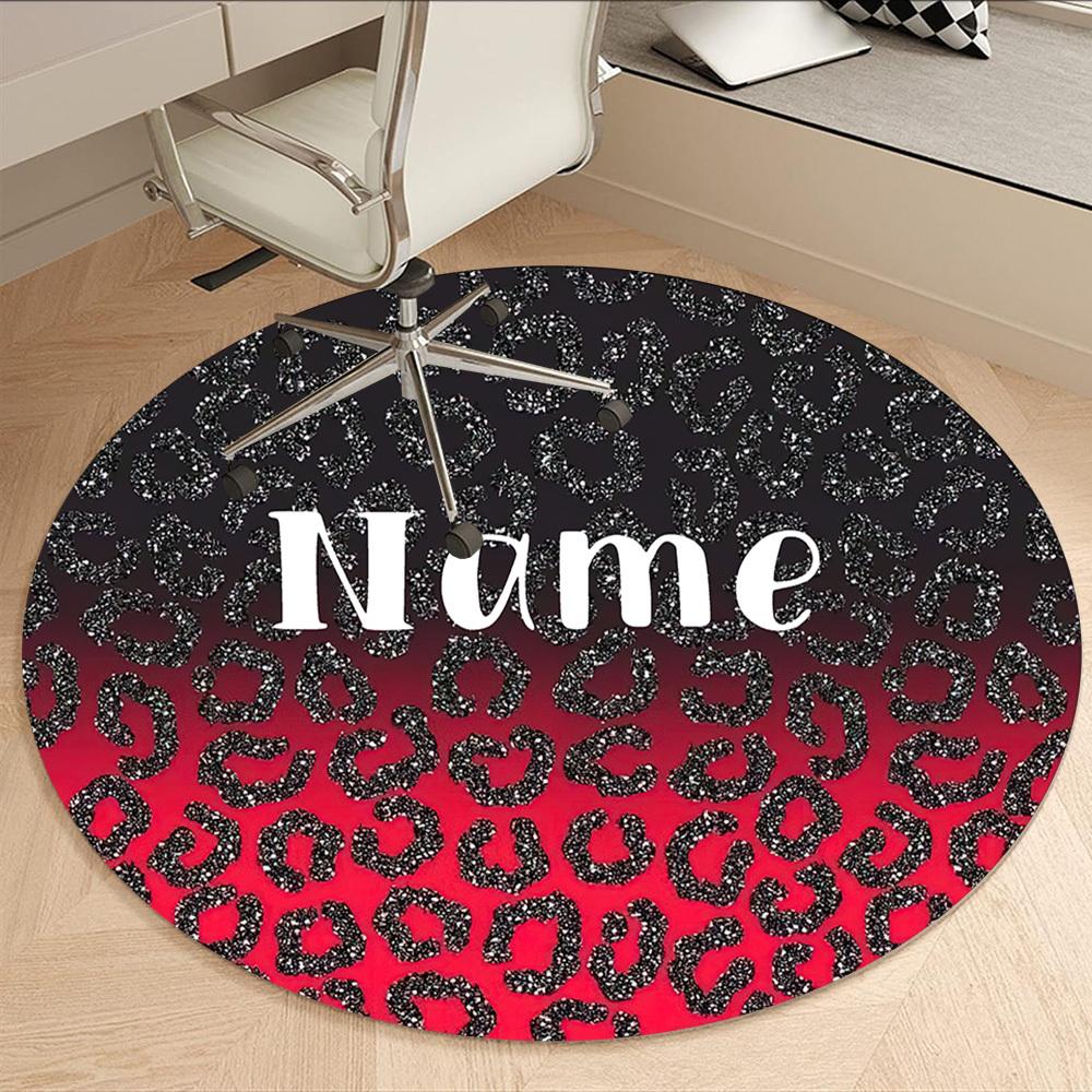 Fashion Customize Your Name Leopard Print Rug Nonslip Carpet Office Chair Mat For Home Design Gift Give To Relatives And Friends Bedroom Living Room