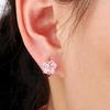 Windshow Cute Pink CZ Butterfly Small Huggie Hoop Earrings for Women Girls Kids Children Baby Yellow Gold Color Animal Jewelry