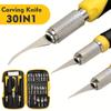 30Pcs Metal Carving Knife Pen Style Useful Hand Tools Art Seal Cutting Manual Combination Paper Cuttings Non-Slip Gadget DIY Precision Repair Tools