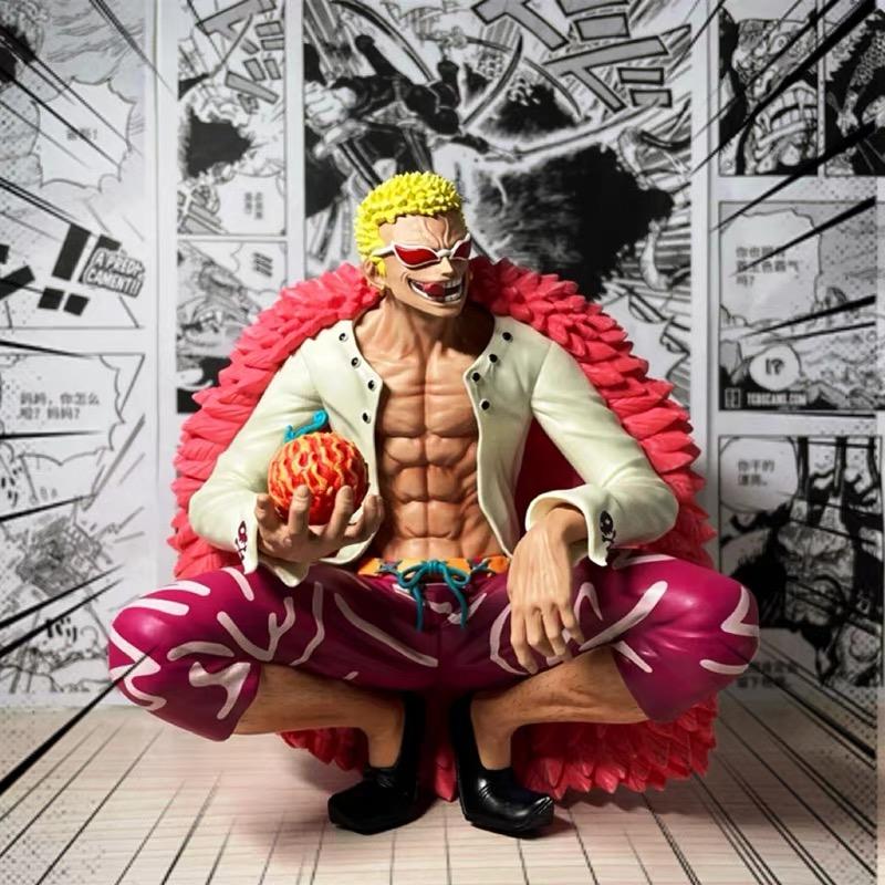 В наличии 16 см Аниме One Piece Донкихот Дофламинго ПВХ Фигурка Сидячая Поза с Дьявольским Фруктом Коллекционная Модель Игрушки Украшение