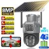 New PIR Solar Camera 4G Sim Outdoor Dual Lens WiFi 8MP 4K IP Camara Solar Panel CCTV V380 Pro Security Protection Built In Battery