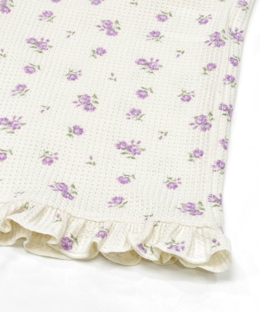 Пижамный комплект с вафельным цветочным узором и шортами на бретелях с оборками, комплект из 3 предметов, лавандовый [JE Morgan] и