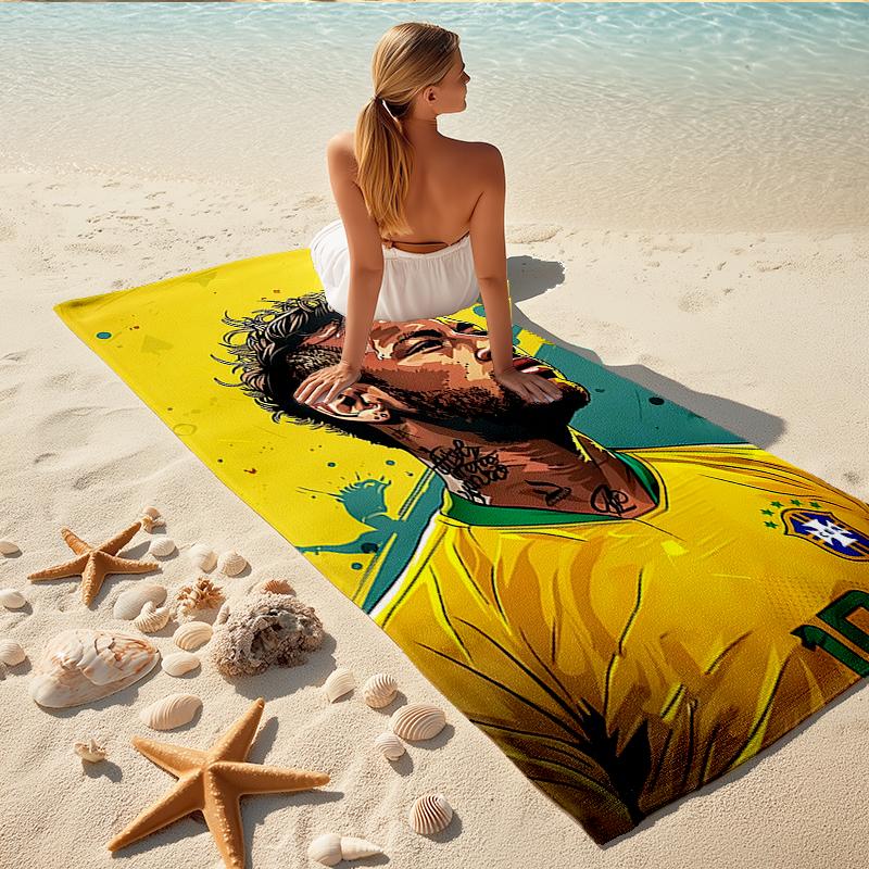 1Pc Brazilian Football Legend Beach Towel Quick Dry Multiuse For Beach Pool Gym Yoga Home Travel Christmas Halloween Xmas Gift N1303