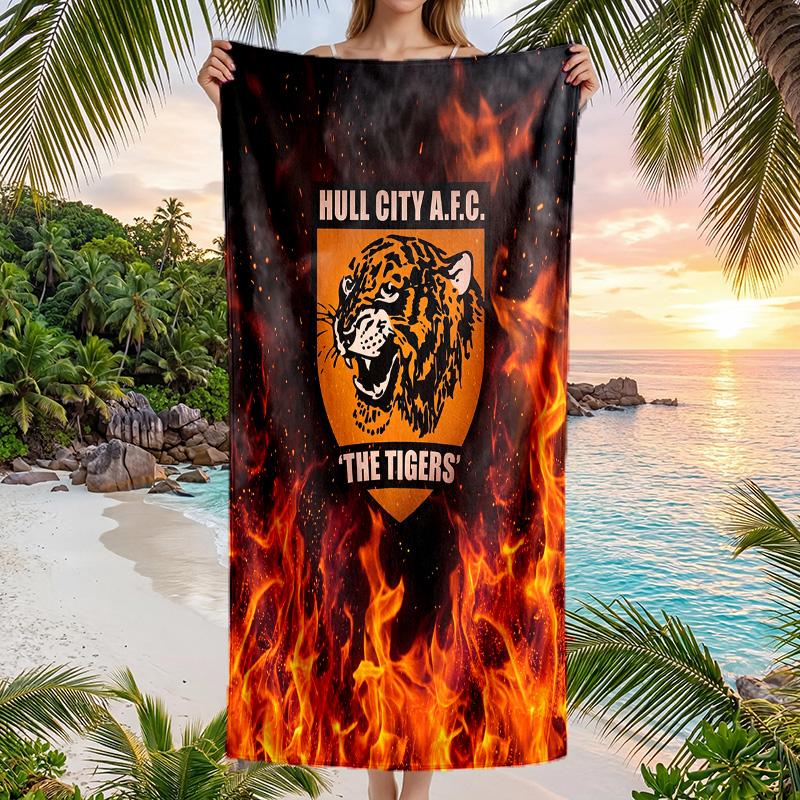 Пляжное полотенце Hull City Football Мягкое из микрофибры Летнее полотенце Быстросохнущее Впитывающее полотенце для пляжа Бассейна Путешествий